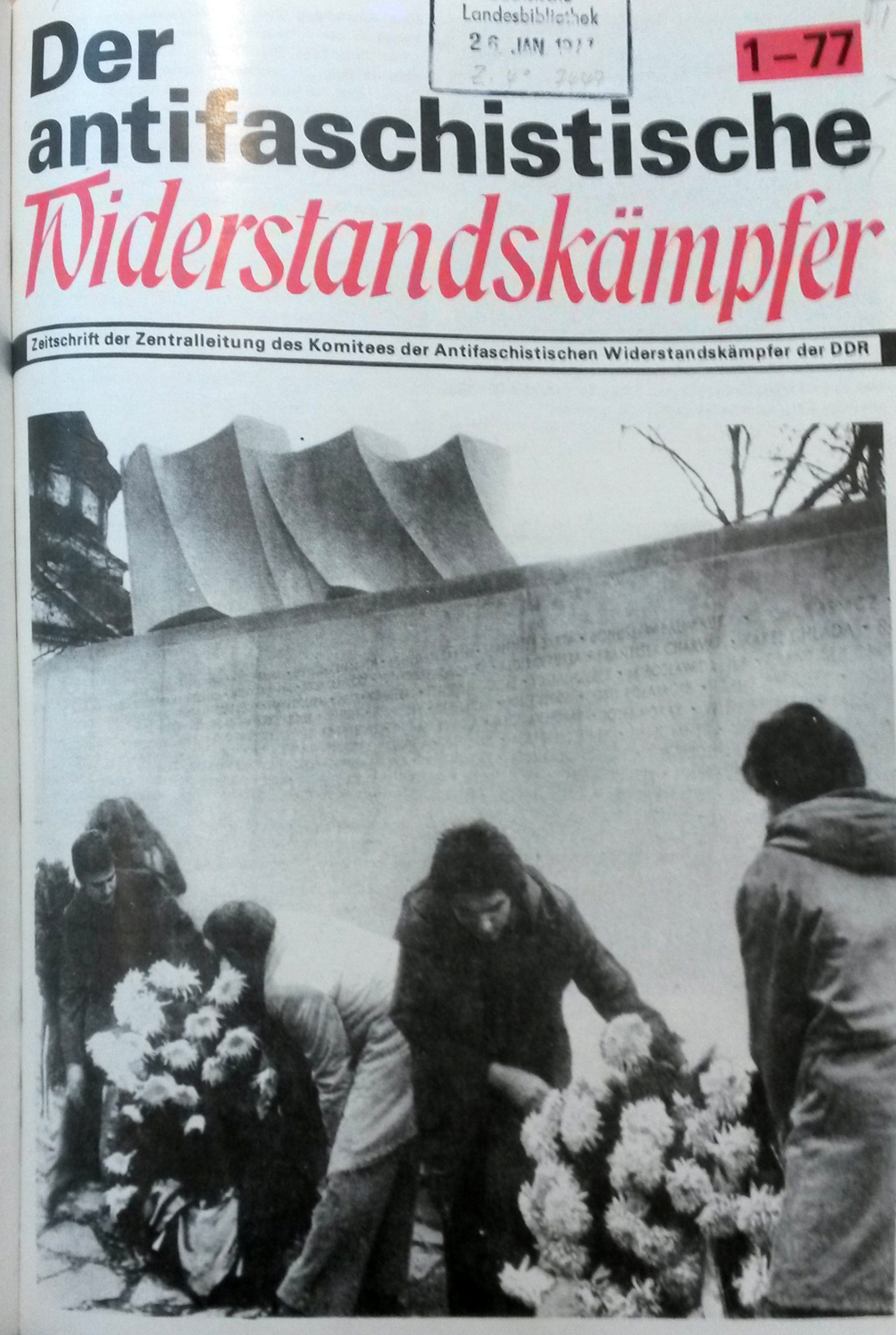 Titelseite der Zeitschrift „Der antifaschistische Widerstandskämpfer“, Heft 1, 1977